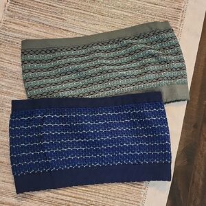 Aerie Blue and Green Patterned  Bandeau Tops, Size Large